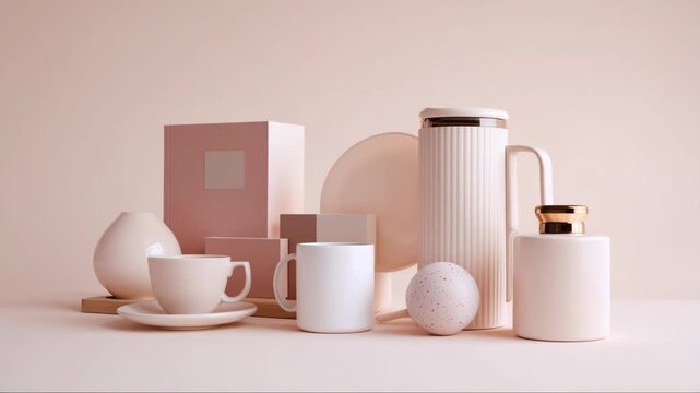 Minimalist ceramic tableware for product marketing