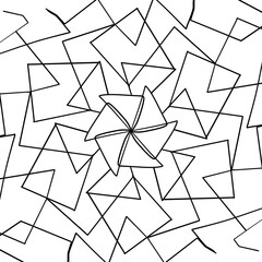 Fototapeta premium Hand-drawn vector ornamental pattern with repeating symmetrical elements. Elegant abstract line art suitable for decorative backgrounds, coloring books, surface design, wallpapers, and modern graphic 