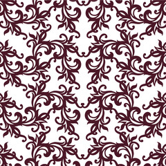 Seamless Brown Floral on White Background 