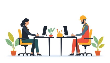 A diverse team of professionals collaborating on a project in a modern office setting.