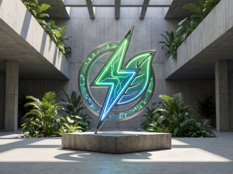 Symbole de l&rsquo;&eacute;lectricit&eacute; verte en style ultra moderne avec design &eacute;cologique et &eacute;nergie durable