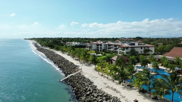 Rio Hato aerial view of beach and resort area in Panama near the ocean