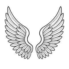 Obraz premium Monochrome Angel Wings Outline Sticker Design