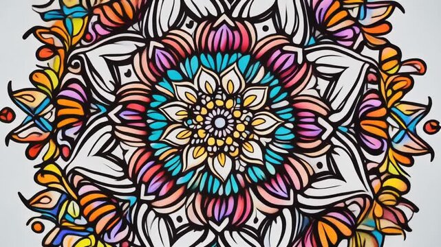 Colorful Mandala Art with Floral Patterns.