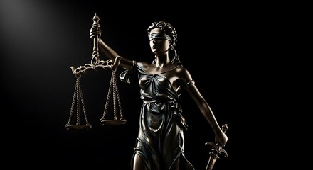 Statue of Lady Justice with Scales and Sword.