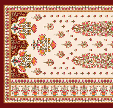 decorative mughal motif print stole dupatta background design