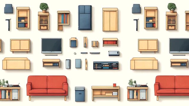 Collection of Modern Furniture Illustrations for Interior Design Use