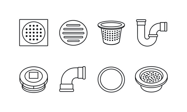 Home bathroom drain accessories: floor drain, drain cover, hair catcher, trap bend, cleanout plug, pipe elbow, gasket ring, drain strainer