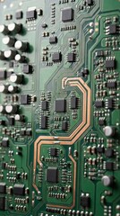 Fototapeta premium Solar Inverter Circuit Board Close Up Representing Renewable Energy Electronics Technology