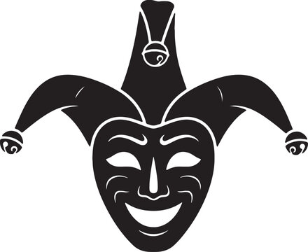 Jester mask with smiling face and horns