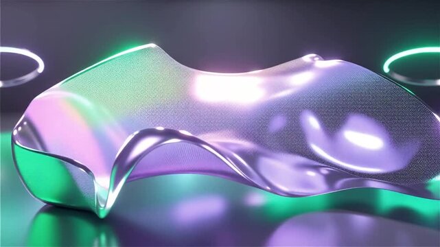 Abstract liquid chrome gradient mesh flowing smoothly, reflective metallic surface