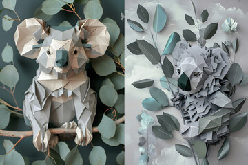 Origami Koala with Eucalyptus