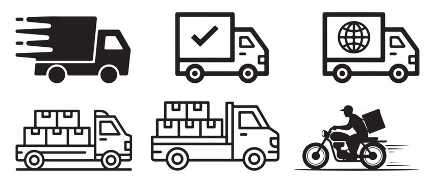 Successfully delivered truck with checkmark icon for shipping service. vector illustration eps 10