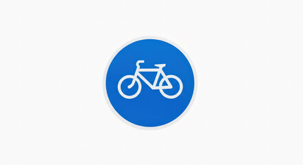 Fototapeta premium Blue bicycle sign with white bike symbol on white background