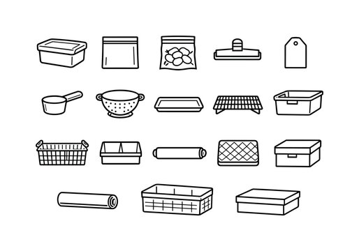 Home freezer vegetable blanching storage: freezer container, freezer bag, vacuum bag, clip seal, label tag, measuring scoop, colander, tray, cooling