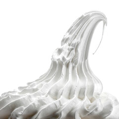 Obraz premium Close-up of a swirl of white whipped cream or soft serve ice cream against a clean white background.