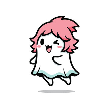 Cute Ghost Girl Vector Illustration