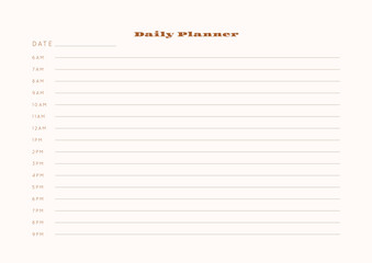 Minimalist abstract monochtome planner. Daily, weekly, monthly planner template. Blank printable vertical notebook page with space for notes and goals