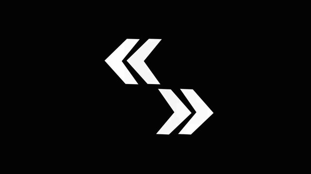 Direction concept arrow icon, arrows indicates the direction of the overlay video layer and looping line arrow icon animation.