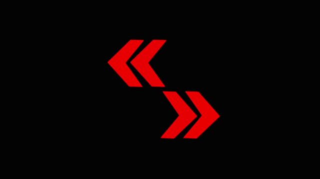Direction concept arrow icon, arrows indicates the direction of the overlay video layer and looping line arrow icon animation.