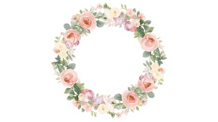 Elegant Pastel Watercolor Floral Wreath Design for Wedding Invitations and Event Decor
