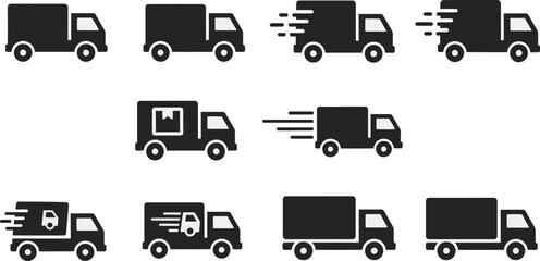 Set of Delivery Truck Icons with Motion Lines illustration [converted