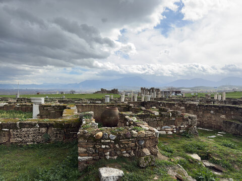 Ancient House Ruins with Clay Storage Jars at Laodikeia