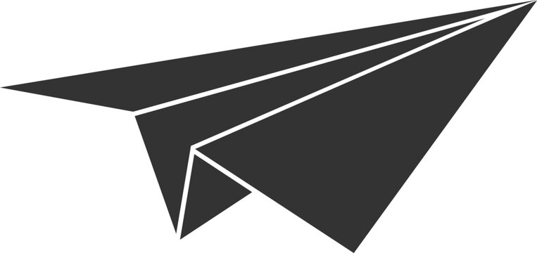 abstract black paper plane symbol, vector illustration
