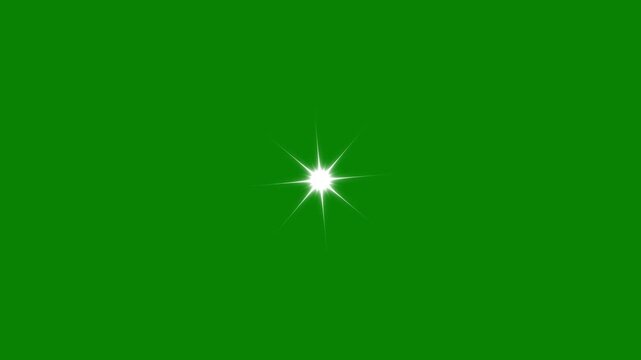 White cartoon star twinkling blinking animation, glowing sparkle shine movement timeline, flat vector doodle glitter stars with light effect, retro shimmer particle magic dust on green screen, 4k