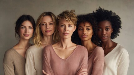 Obraz premium Diverse Multiracial Women Standing United in Confidence Celebrating International Women’s Day Global Equality and Female Empowerment