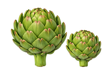 Obraz premium Artichoke buds showing their green leaves and stem, offering healthy eating and organic food concepts. Transparent background