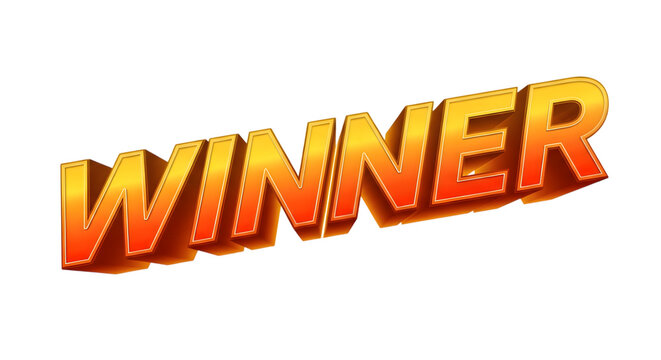 Shiny 3D gold winner text effect with dynamic tilt for prize announcement