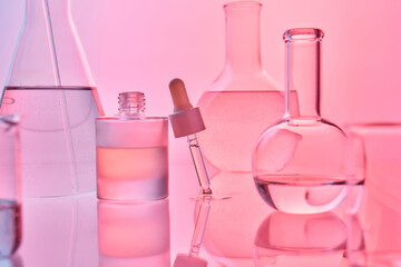 Skincare cosmetic serum science research in laboratory
