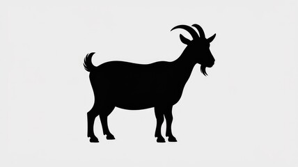 Fototapeta premium Strong goat standing in profile with curved horns and beard