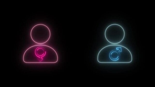 Concept image of gender equality. Female and male symbols. Hand writing equal sign on blackboard. Motion graphics of sex idea
