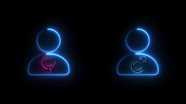 Concept image of gender equality. Female and male symbols. Hand writing equal sign on blackboard. Motion graphics of sex idea