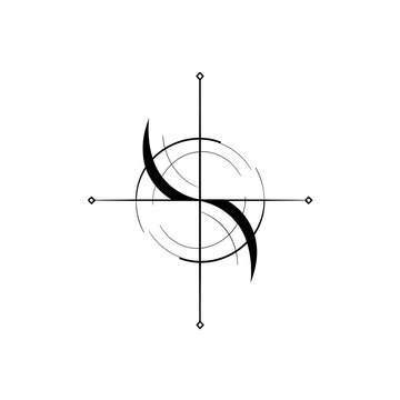 Minimalist line art integral symbol math icon isolated on white background vector illustration