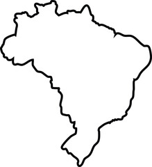 Obraz premium Simple black outline map of Brazil on a white background for and cartography country