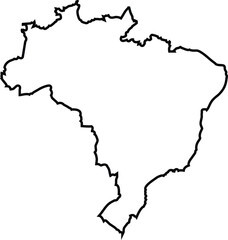 Fototapeta premium Outline Map of Brazil in Black on a White Background with Transparent Background