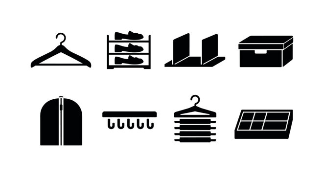 Home closet accessories: clothes hanger, shoe organizer, shelf divider, storage box, garment cover, belt rack, tie hanger, drawer insert