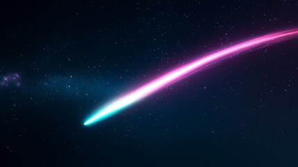 Obraz premium Vibrant electric blue comet with magenta tail across starry night sky