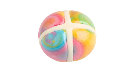 A colorful Easter egg with a white cross on transparent background