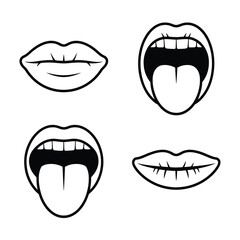 Obraz premium Four illustrations depicting different mouth positions closed open and variations