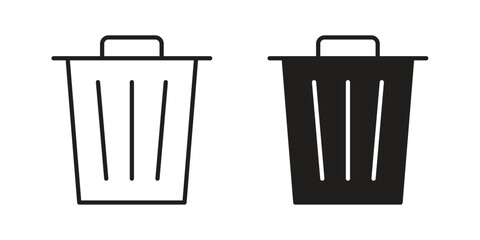 Trash icons for graphic design, logo, Web site, social media, UI, mobile app, vector illustration