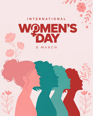 International women&rsquo;s day colorful women silhouette empowerment poster