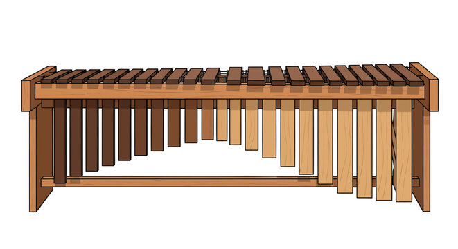 Vector illustration of a wooden xylophone isolated on transparent background