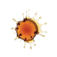 Amber Liquid Splash with Droplets and Bubbles
