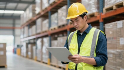 Warehouse inventory management distribution center digital solutions organized environment professional viewpoint efficiency concept