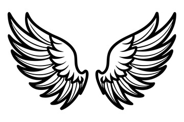 Obraz premium A minimalist illustration of a pair of wings in black and white