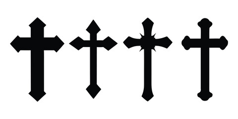 Christian cross icon. Religious cross. Vector illustration 